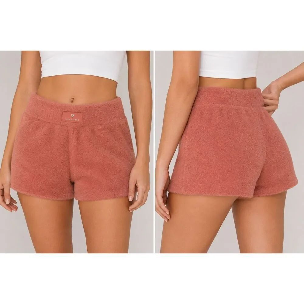Gymshark Whitney Simmons Fuzzy Lounge Shorts Pink Size Medium